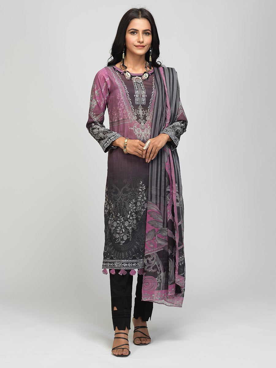 Salitex Lawn Shirt With Printed Chiffon Dupatta 2pc Lawn Sd 00012 Summer Collection 2021