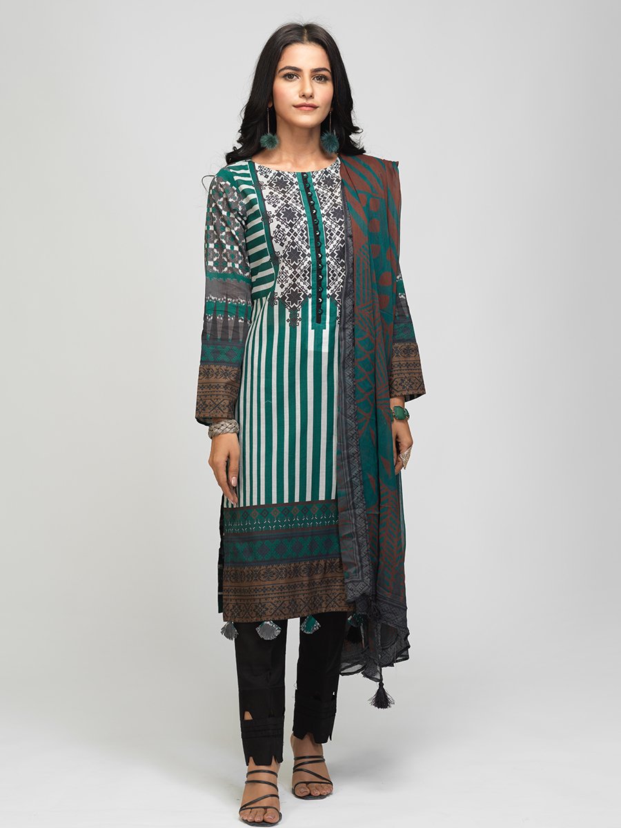 Salitex Lawn Shirt With Printed Chiffon Dupatta 2pc Lawn Sd 00014 Summer Collection 2021