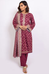 Zeen Woman 3 Piece Embroidered Cottel Suit WFM32695 Maroon Winter Collection Vol 1 2022