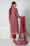 Maroon geometric print lawn suit with matching dupatta by Sara Clothes
