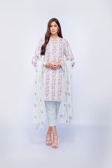 Bareeze Floral Vines Ch2833 Light Aqua Dress
