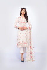 Bareeze Daisy Flowers Range Bnl526 Cream Dress