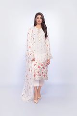 Bareeze Victorian Garden Ch2762 Cream Dress