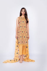 Bareeze Tribal Craft Ch2788 Mustard Dress