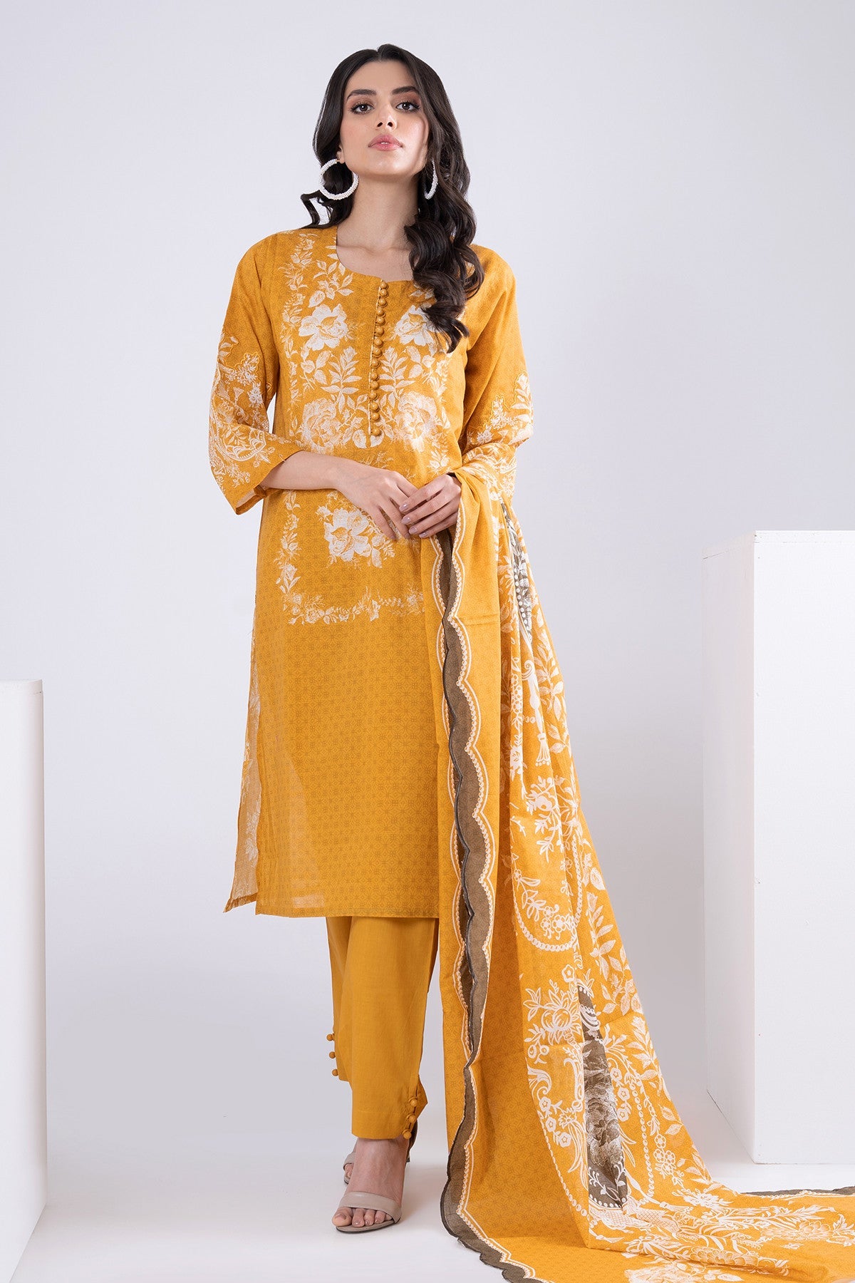 Khaadi ASl22203 Mustard Eid Lawn Collection 2022 Sara Clothes