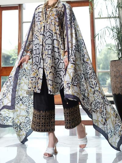 Almirah AWP-3PS 265 Black and Gold Lawn Collection 2021