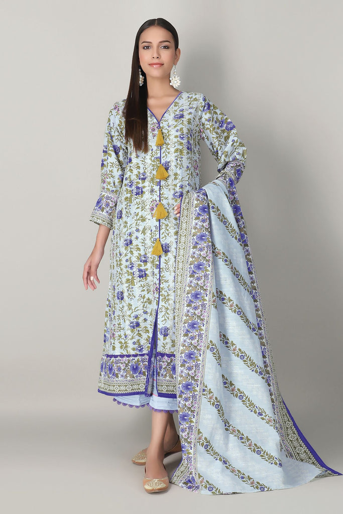 Khaadi Bk20418 Blue Winter Collection 2020 Sara Clothes