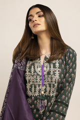 Khaadi Fabrics 3 Piece Suit Printed Embroidered KhaddarShawl BK231001 Winter Collection