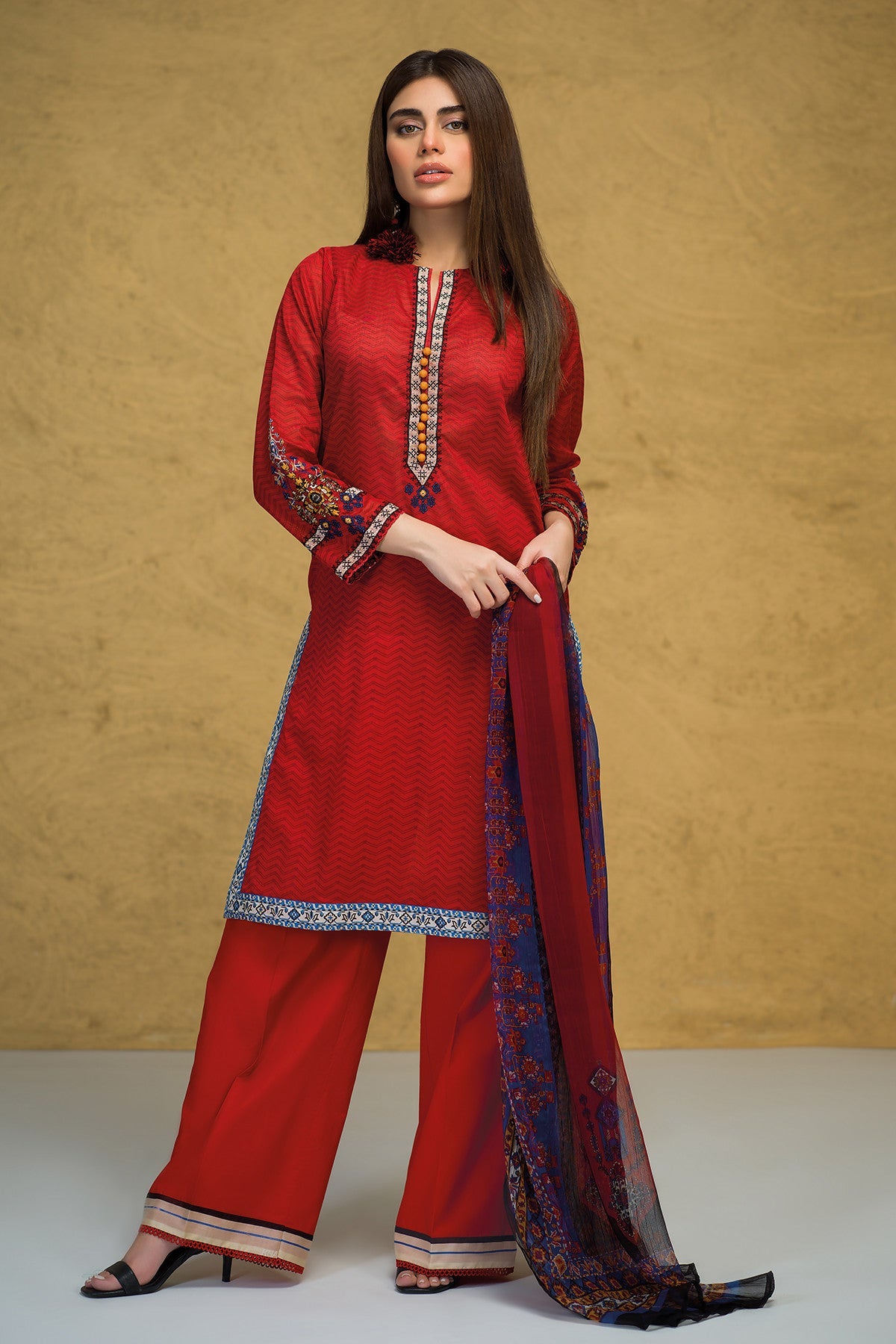 khaadi red dress Khaadi ALA23149 Red Spring Summer Lawn Vol 1 Sara Clothes