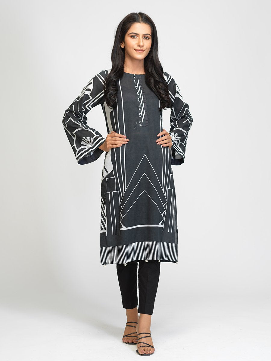 Salitex Lawn Shirt Black & White Bw 00044 Summer Collection 2021