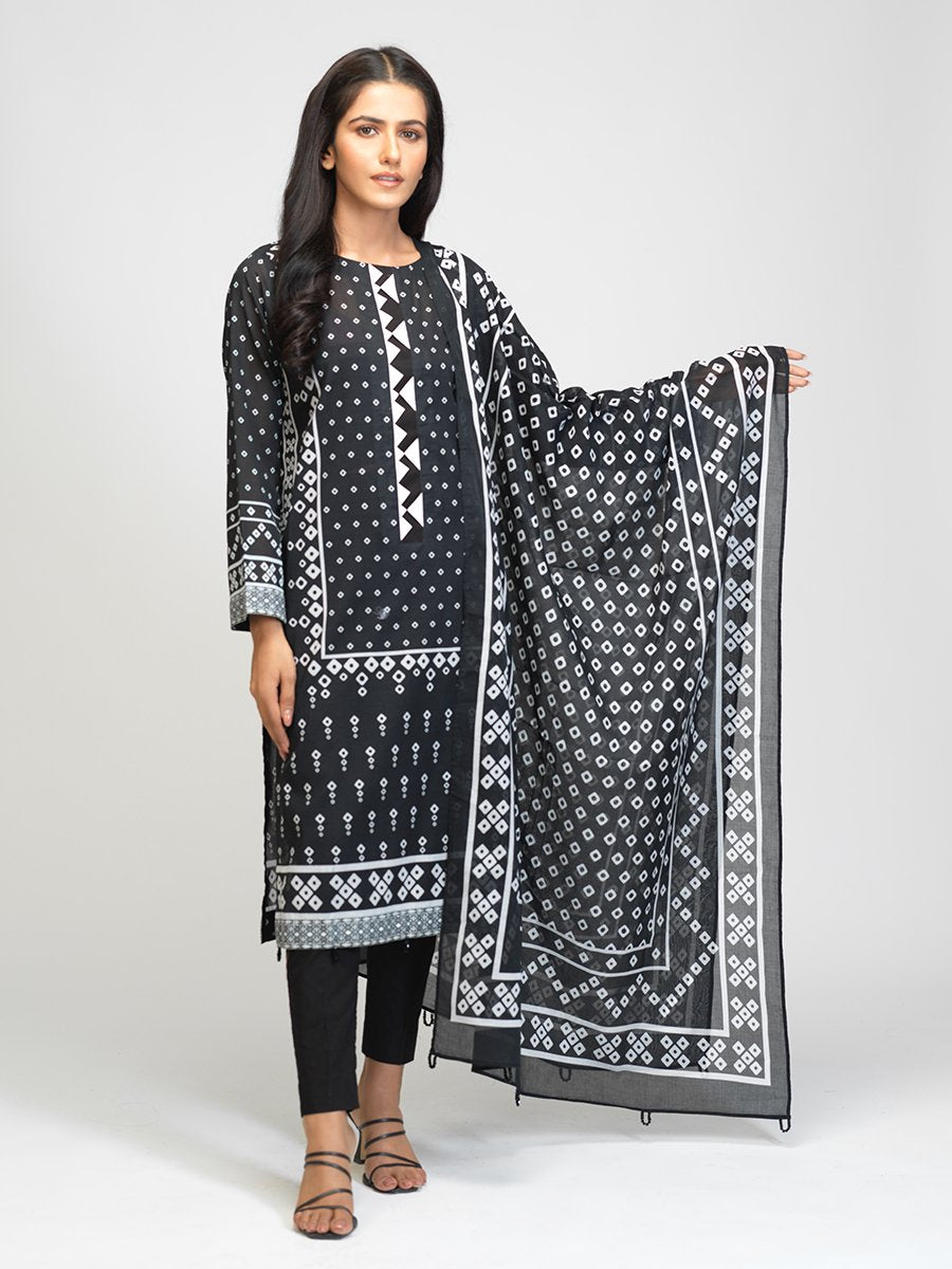 Salitex Lawn Shirt Black & White Bw 00059 Summer Collection 2021