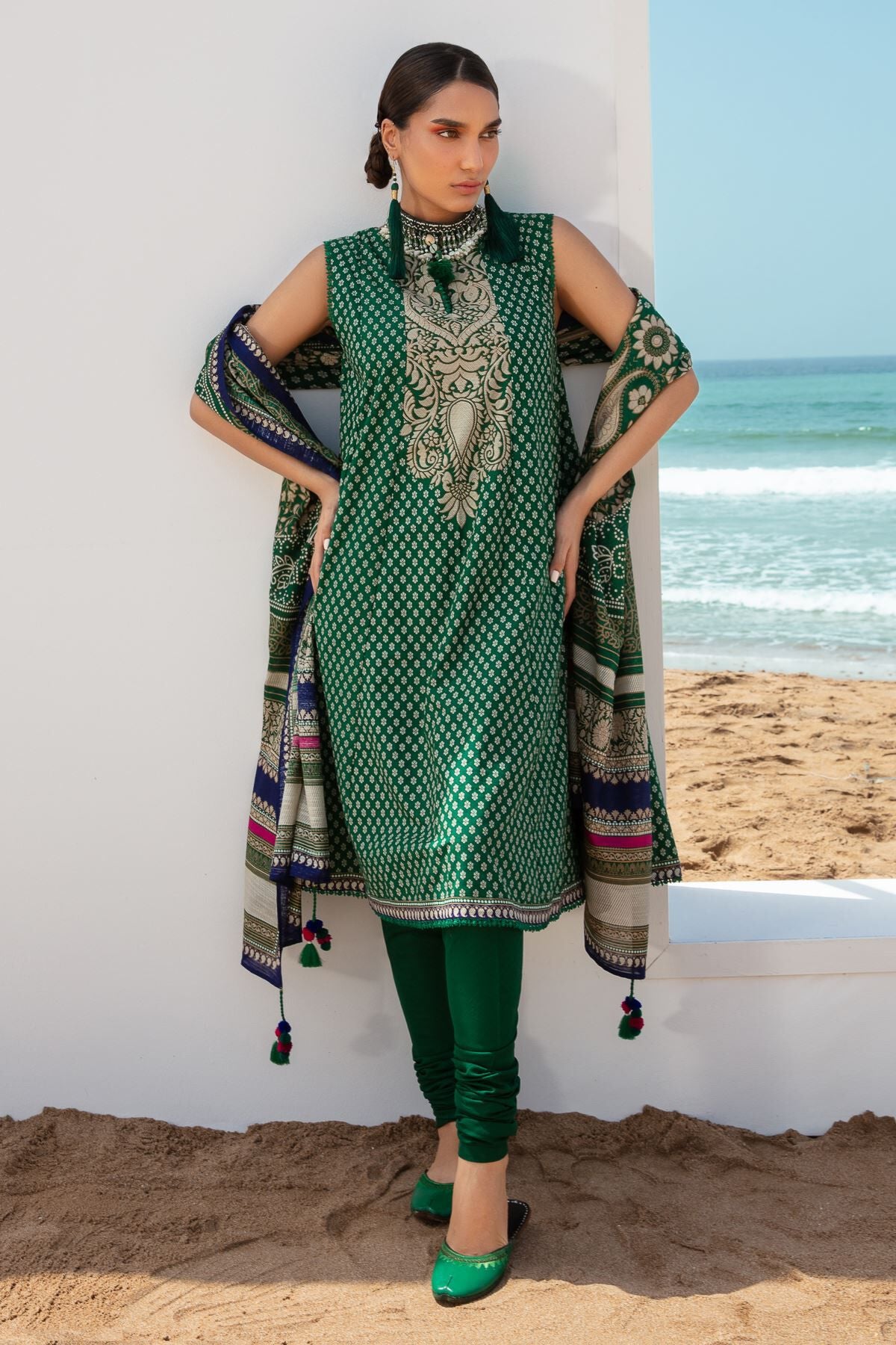 Buy Blue Embroidered Khadi Suit by Bint Al Blaad in Pakistan | online  shopping in Pakistan