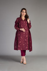 Bareeze Rilli Work Bnl1210 Maroon Dress