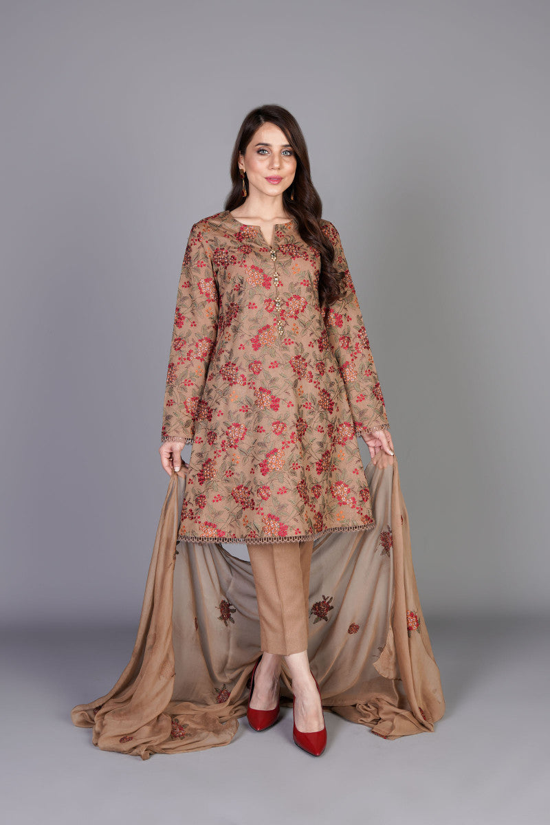 Bareeze Floral Melody Bnl1254 Brown Dress