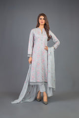 Bareeze Elegance Flower Bnl795 Grey Dress