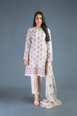 Bareeze Ethnic Strips Bnl796 Beige Dress