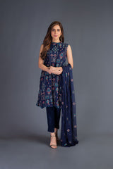 Bareeze Mughal Sehgal Bnl847 Navy Blue Dress