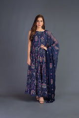 Bareeze Mughal Sehgal Bnl848 Navy Blue Dress