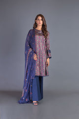 Bareeze Geometric Embroidery Bnl970 Navy Blue Dress