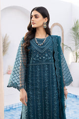 Azure Celestine Chiffon Embroidered Ensembles