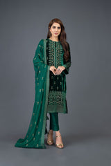 Bareeze Kundan 3 Ch3056 Dark Green Dress