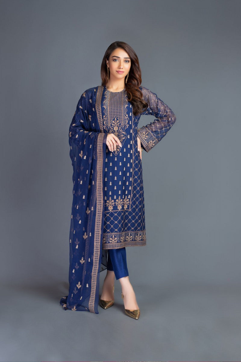 Bareeze Gold Glitter Ch3117 Dark Blue Dress – Sara Clothes