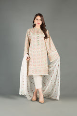 Bareeze Color Funk 2 Ch3337 Off White Dress