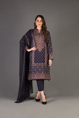 Bareeze Tribal Lines Ch3354 Navy Blue Dress