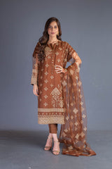 Bareeze Cheerfull 1 Bnl922 Brown Dress