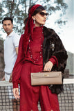 Maria B DL-1008-Maroon Luxury Linen Winter Collection 2022