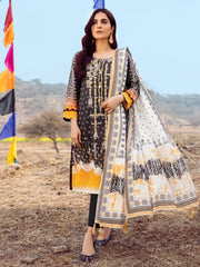 Edenrobe EWU22V1 23647 Black Multi Khayal Summer Lawn 2022