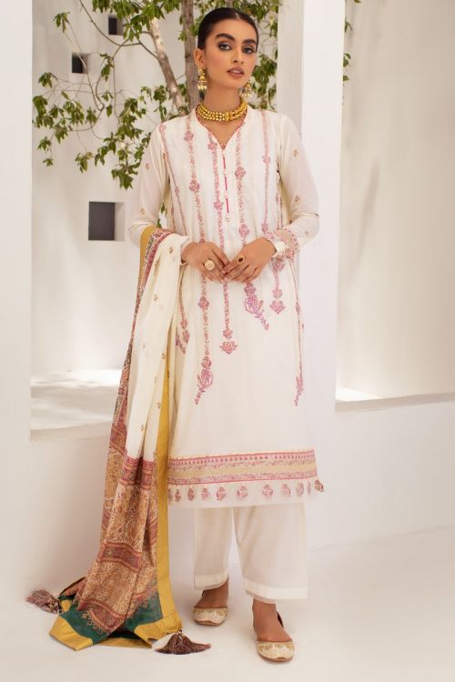 Alkaram ED 02A 22 2 Ivory Meraki Embroidered Lawn 2022