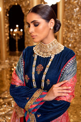 Alkaram FC-W-4A-22-3-Navy Blue Festive Winter Collection