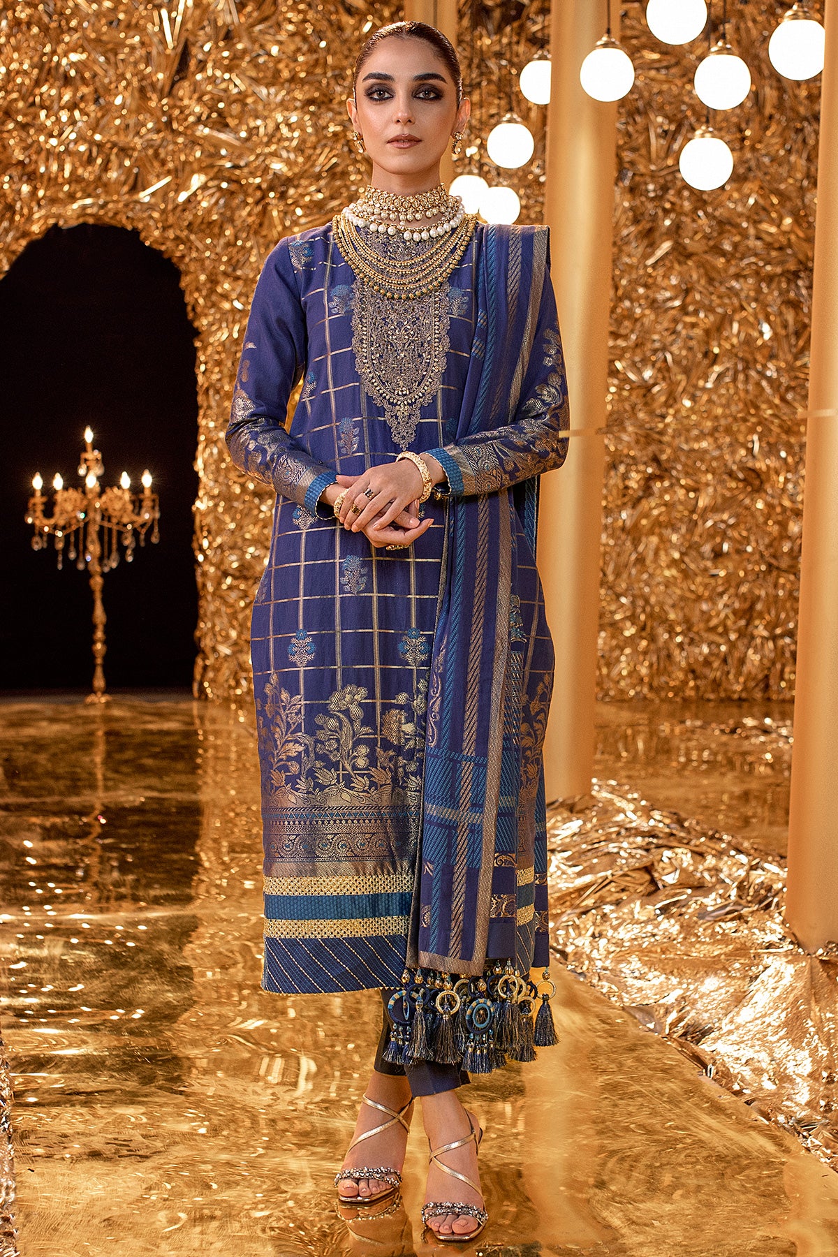 Alkaram FC-W-5B-22-3-Ink Blue Festive Winter Collection