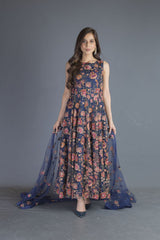 Bareeze Floral Blush Ch3084 Navy Blue Dress