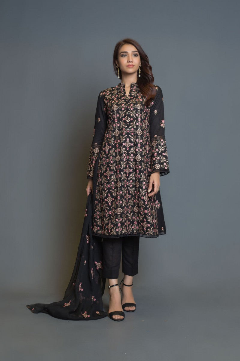 Bareeze Floral Festa Bnl873 Black Dress