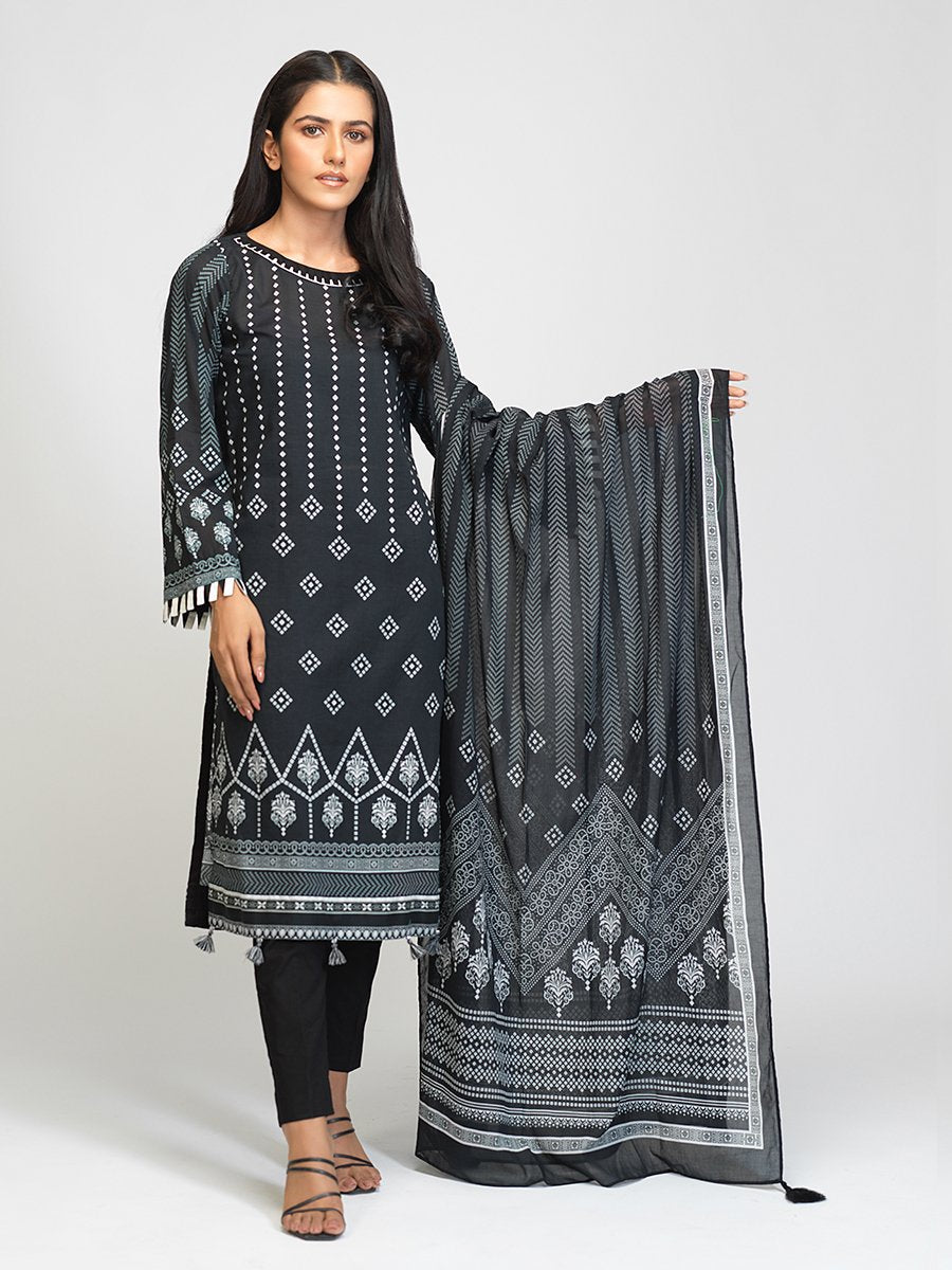 Salitex Lawn Shirt Black & White Bw 00050 Summer Collection 2021