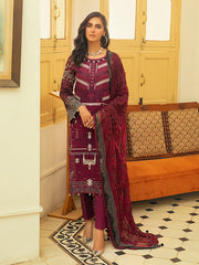 Salitex Passion Flower 3pc Embroidered Lawn With Chiffon Dupatta Faustina Wk 00730b Summer Collection 2021