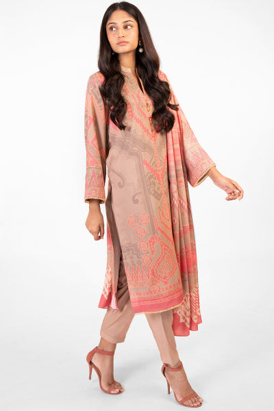 Alkaram FW-09-22-Coral Pink Winter Collection 2022