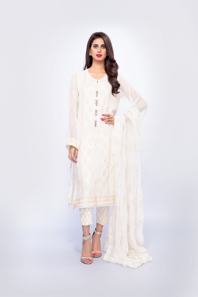 Bareeze Golden Hour Ch2794 Cream Dress