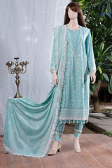 Saya Aqua Green Stitched Cotton 3 PCS