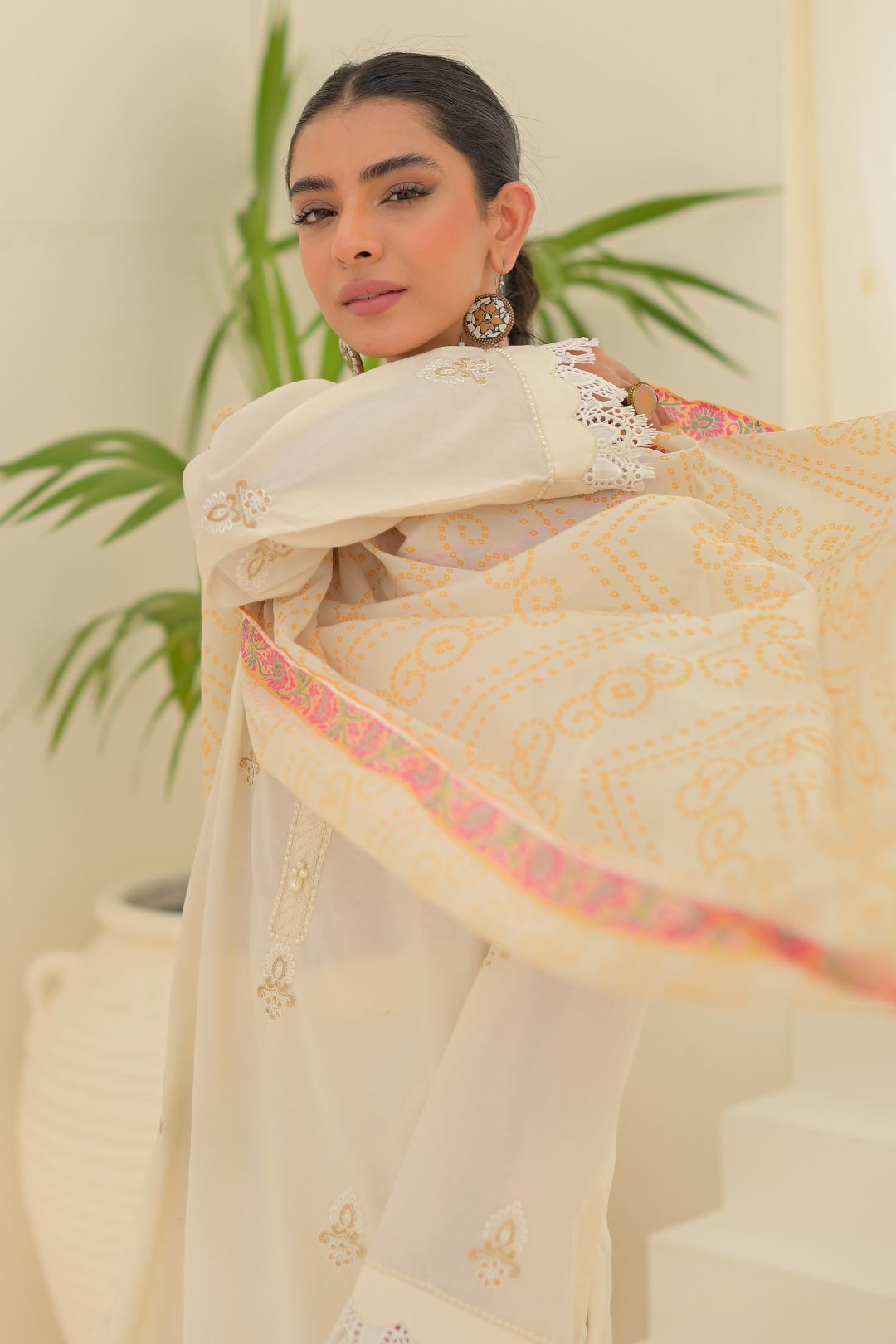 Zellbury Embroidered Shirt Shalwar Dupatta - Sand Beige - Lawn Suit Signature Lawn Collection 2024