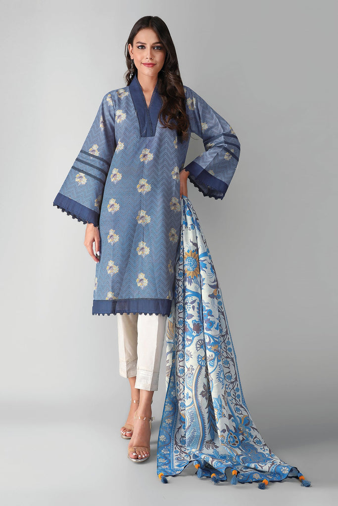 Khaadi Llk21405 Blue Winter 2021 Sara Clothes