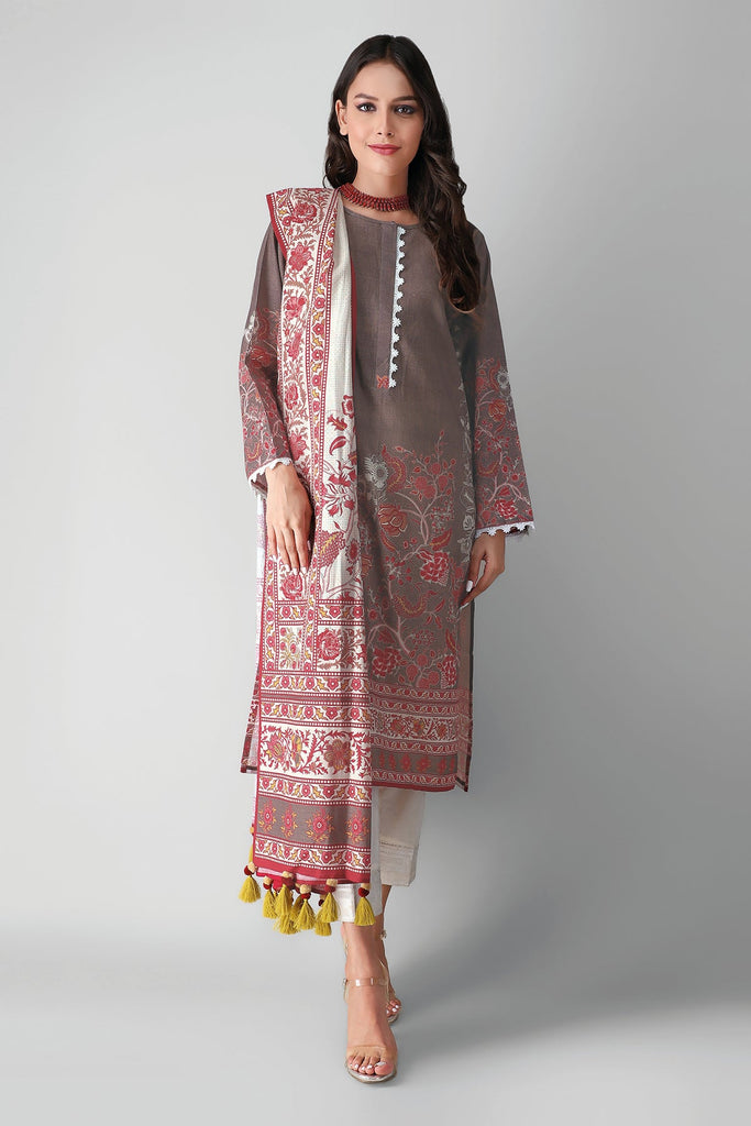 Khaadi Llk21406 Brown Winter 2021 Sara Clothes