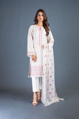 Bareeze Traditional Through Mc633 Cream Dress