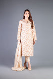 Bareeze Twisting Flora Mc751 Beige Dress