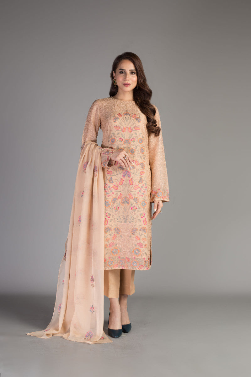 Bareeze Mughal Fresco Mc760 Peach Dress