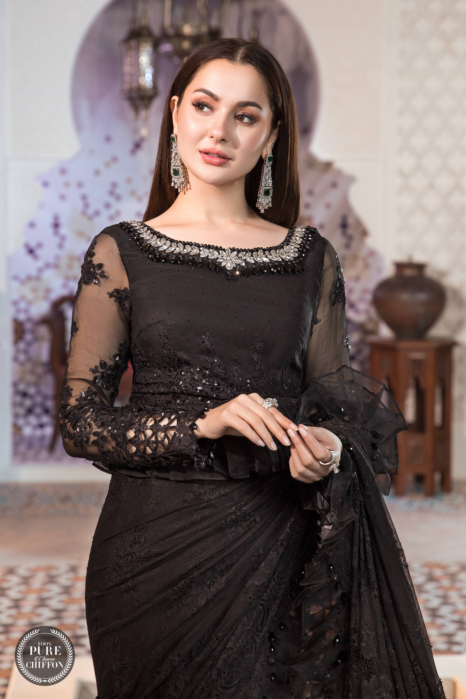 Maria B MPC-21-106-Black Chiffon Vol 1 2022 – Sara Clothes