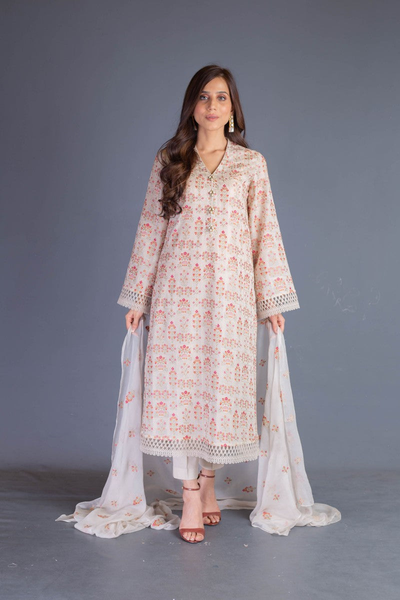 Bareeze Mughal Grace Ch3187 Cream Dress