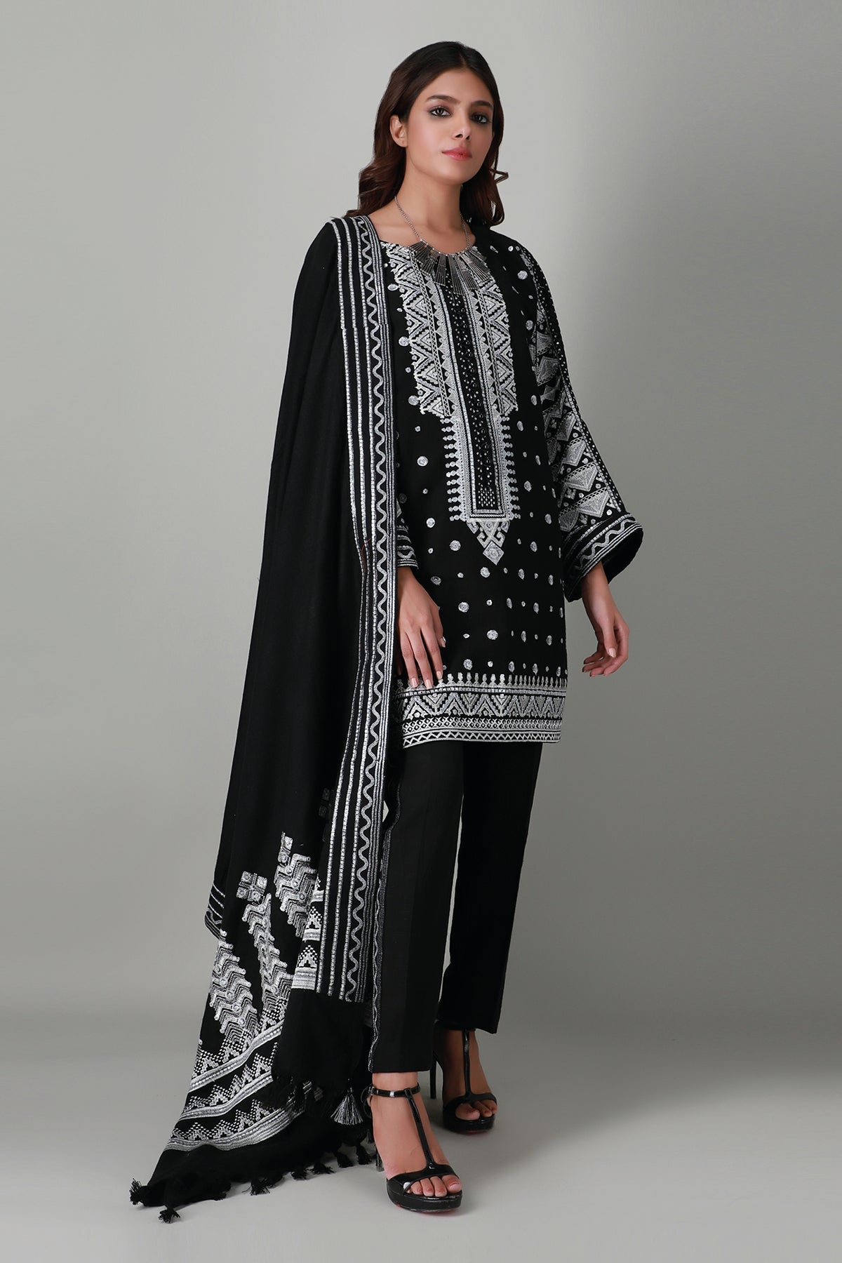 Khaadi Ok20401 Black Winter Collection 2020 - Main Image